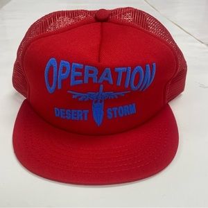 1991 Operation Desert Storm red trucker Snapback hat.